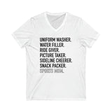 Sports Mom Mom Unisex Jersey Short Sleeve V-Neck Tee