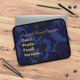 Blue camo I speak fluent Italian Laptop Sleeve
