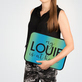 Blue green ombré my Louie is at home Laptop Sleeve
