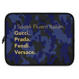 Blue camo I speak fluent Italian Laptop Sleeve