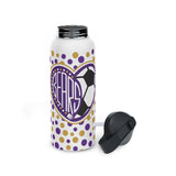 Bears Soccer Heart Stainless Steel Water Bottle, Standard Lid