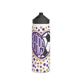 Bears Soccer Heart Stainless Steel Water Bottle, Standard Lid