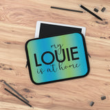 Blue green ombré my Louie is at home Laptop Sleeve