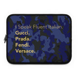 Blue camo I speak fluent Italian Laptop Sleeve