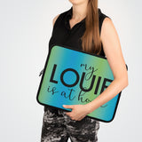Blue green ombré my Louie is at home Laptop Sleeve