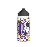 Bears Soccer Heart Stainless Steel Water Bottle, Standard Lid