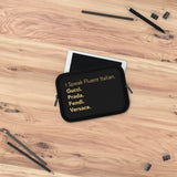 I speak fluent Italian black and gold laptop sleeve