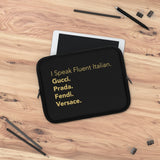I speak fluent Italian black and gold laptop sleeve