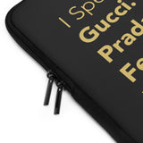 I speak fluent Italian black and gold laptop sleeve