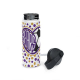 Bears Soccer Heart Stainless Steel Water Bottle, Standard Lid