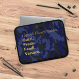 Blue camo I speak fluent Italian Laptop Sleeve