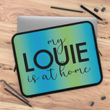 Blue green ombré my Louie is at home Laptop Sleeve