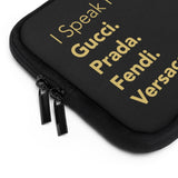 I speak fluent Italian black and gold laptop sleeve