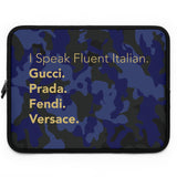 Blue camo I speak fluent Italian Laptop Sleeve