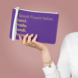 Fluent Italian Purple Clutch Gold writing