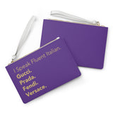 Fluent Italian Purple Clutch Gold writing
