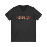 Normandy Script Unisex Jersey Short Sleeve V-Neck Tee