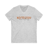 Normandy Script Unisex Jersey Short Sleeve V-Neck Tee