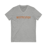 Normandy Script Unisex Jersey Short Sleeve V-Neck Tee