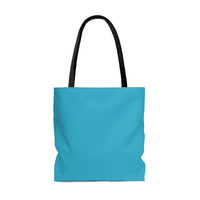 Teal and white I speak fluent French east coast tote