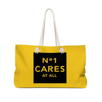 no 1 cares yellow Weekender Bag
