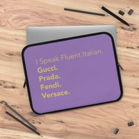 Purple and gold I speak fluent Italian Laptop Sleeve