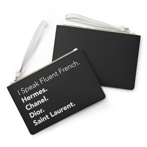 I speak Fluent French - Clutch Bag Black – Game Face Team Shop