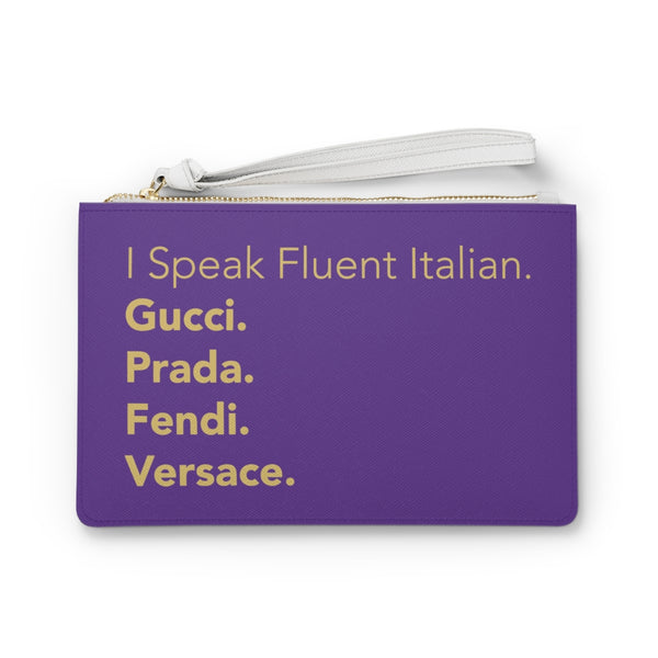 Fluent Italian Purple Clutch Gold writing
