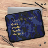 Blue camo I speak fluent Italian Laptop Sleeve