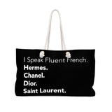 Fluent French - white on black