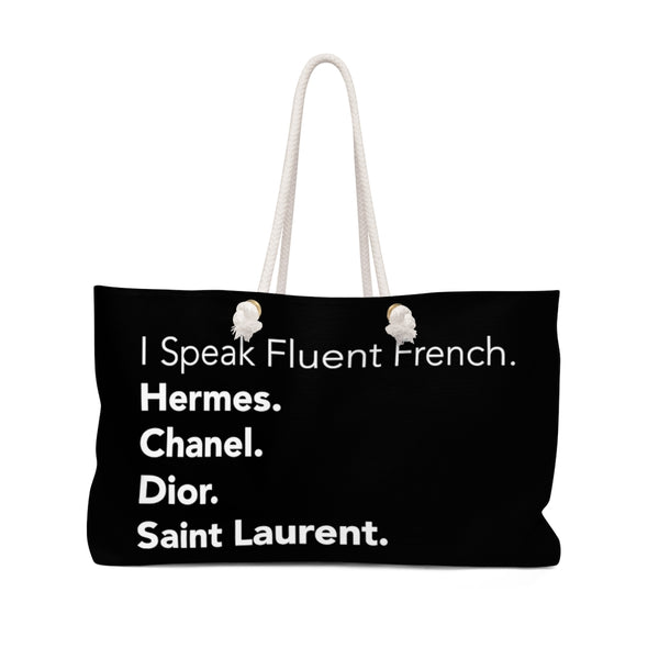 Fluent French - white on black